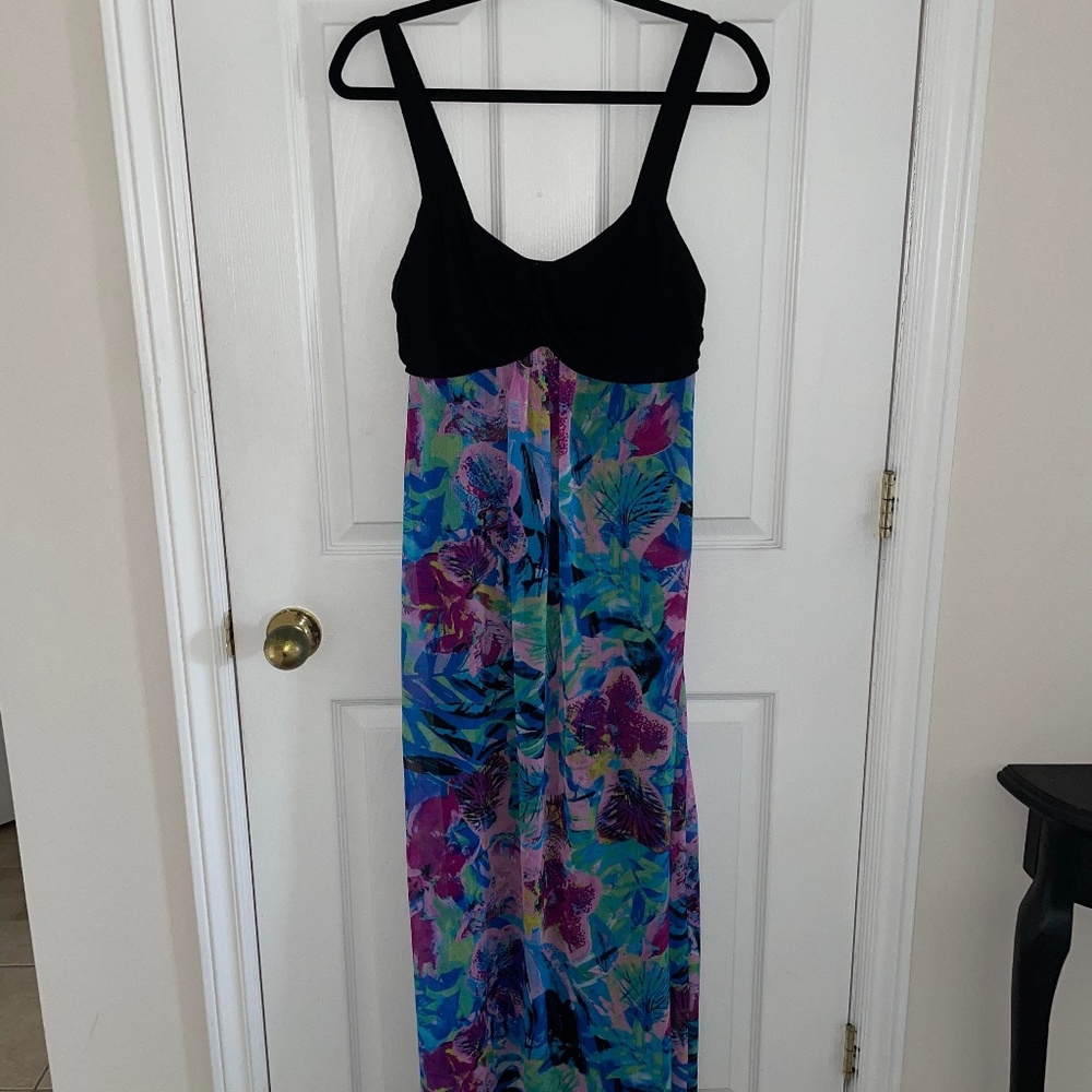 Black and Floral Maxi Dress
